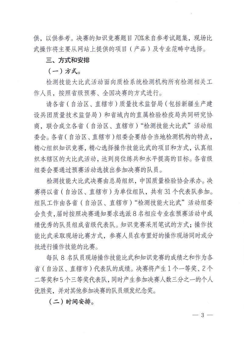 國家質量監(jiān)督檢驗檢疫總局《關于印發(fā)<全國質檢系統(tǒng)檢測技能大比武活動工作方案>的通知》